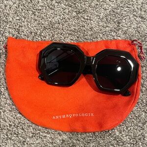 Anthropologie Hexagonal Black Sunglasses